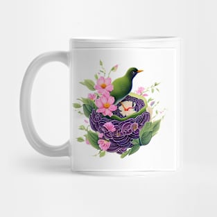 Bird in a Floral Nest - Adorable Wall Decor Mug